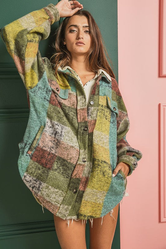 Loose Fit Buttoned Down Check Shirt Jacket by BiBi