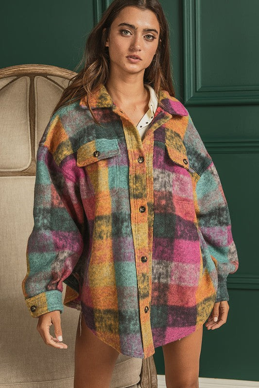 Loose Fit Buttoned Down Check Shirt Jacket by BiBi