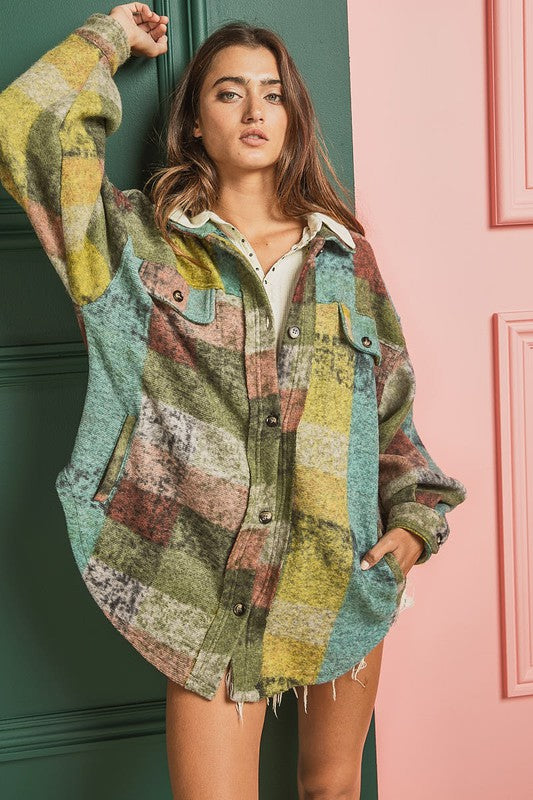 Loose Fit Buttoned Down Check Shirt Jacket by BiBi