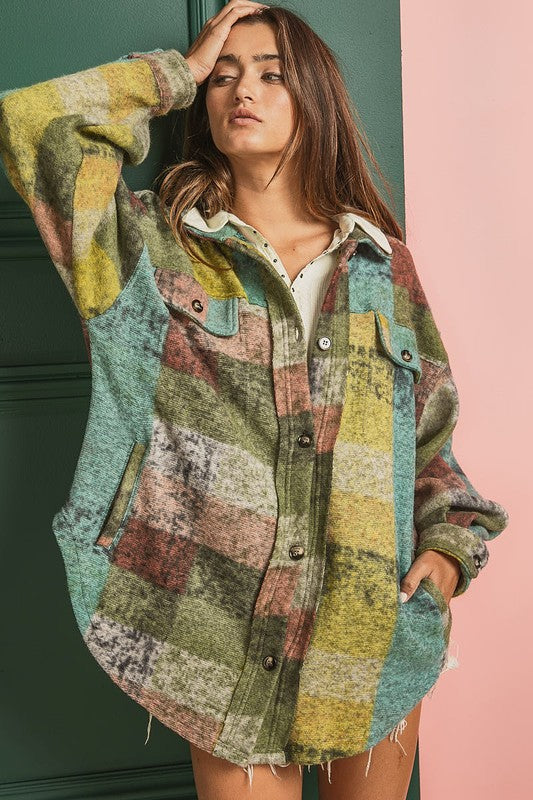 Loose Fit Buttoned Down Check Shirt Jacket by BiBi