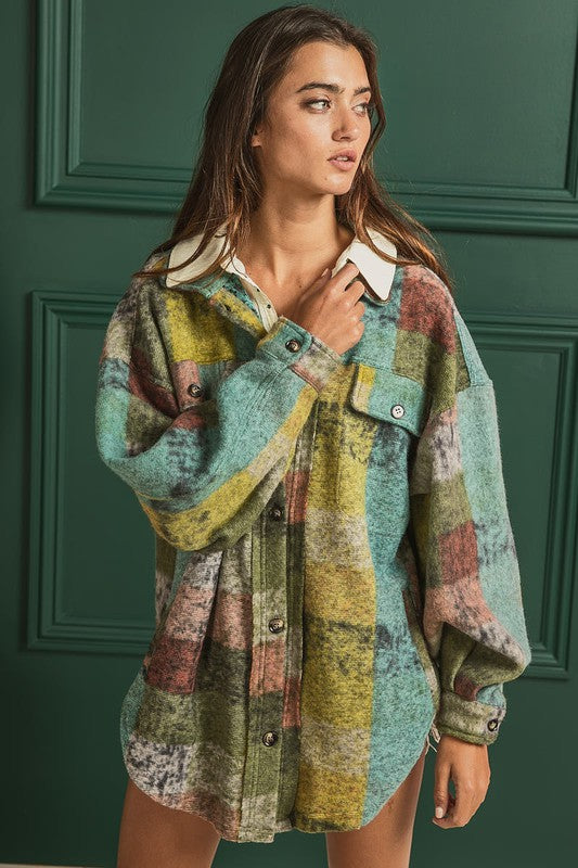 Loose Fit Buttoned Down Check Shirt Jacket by BiBi