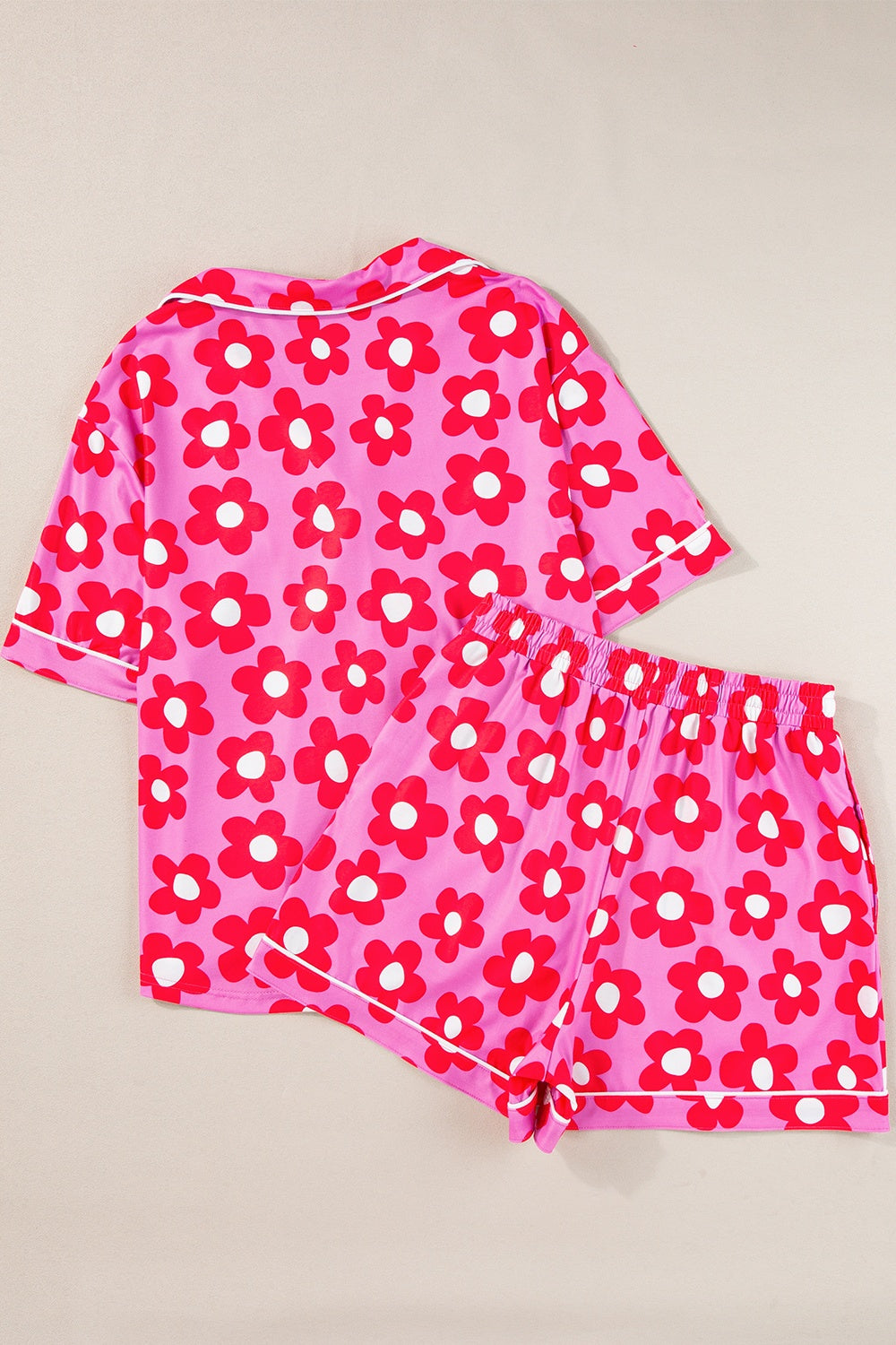 Pocketed Flower Half Sleeve Top and Shorts Lounge Set by SYNZ