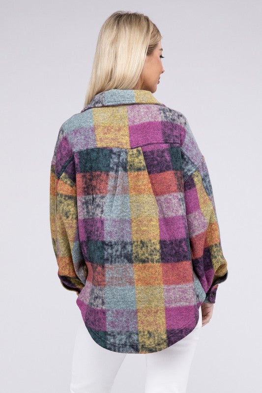 Loose Fit Buttoned Down Check Shirt Jacket by BiBi