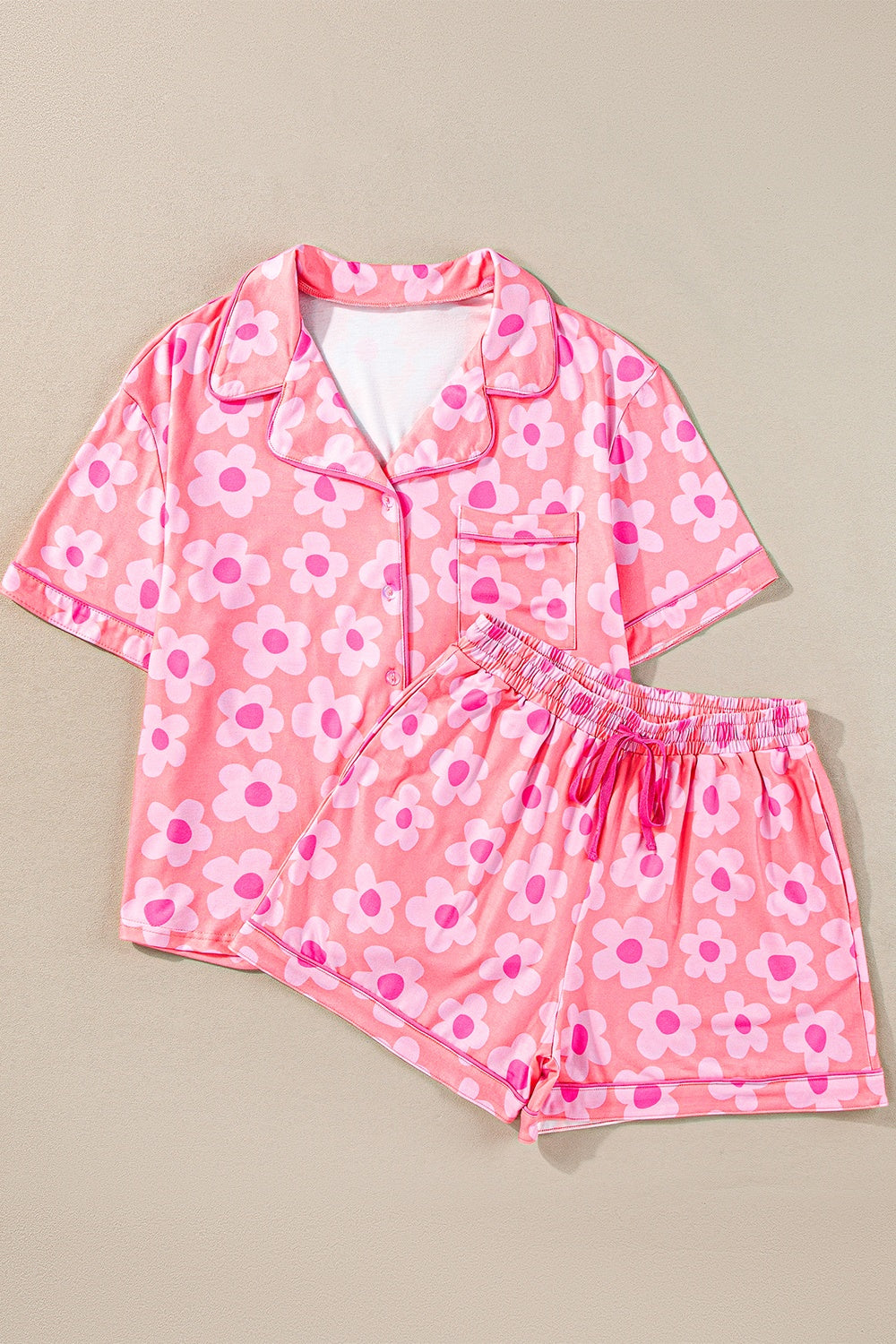 Pocketed Flower Half Sleeve Top and Shorts Lounge Set by SYNZ
