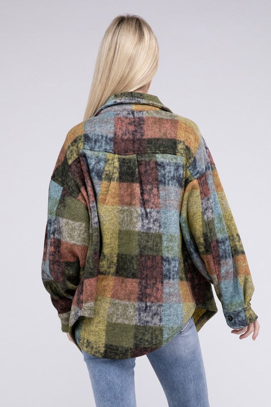 Loose Fit Buttoned Down Check Shirt Jacket by BiBi