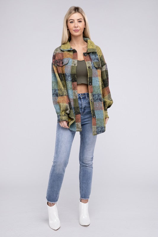 Loose Fit Buttoned Down Check Shirt Jacket by BiBi