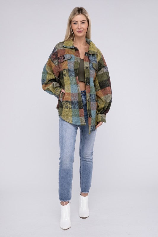 Loose Fit Buttoned Down Check Shirt Jacket by BiBi
