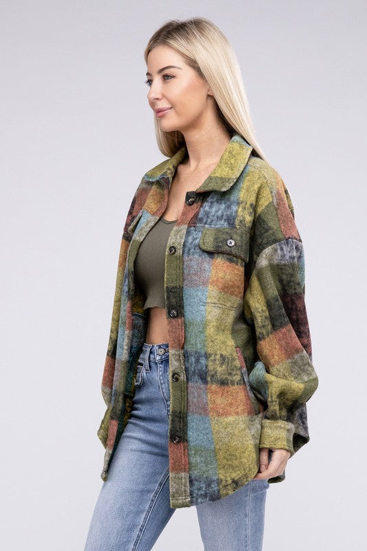 Loose Fit Buttoned Down Check Shirt Jacket by BiBi