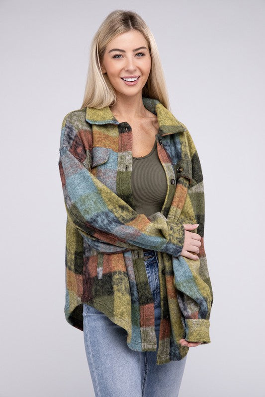 Loose Fit Buttoned Down Check Shirt Jacket by BiBi