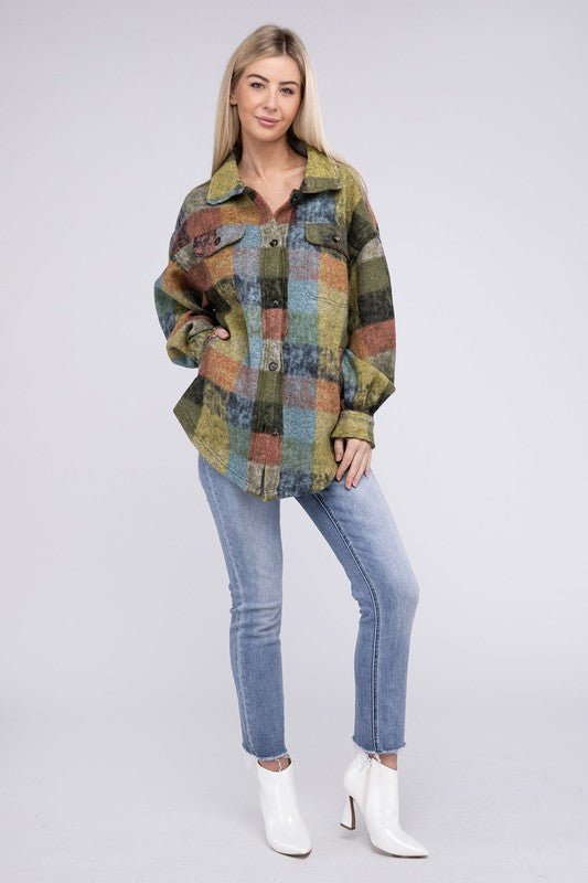 Loose Fit Buttoned Down Check Shirt Jacket by BiBi