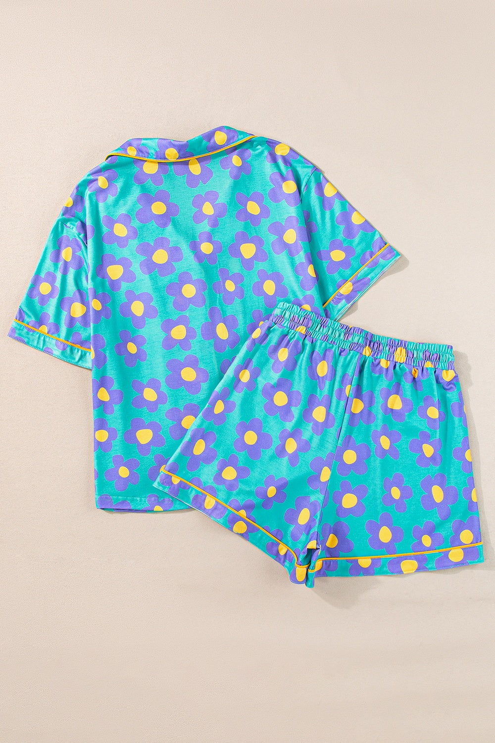 Pocketed Flower Half Sleeve Top and Shorts Lounge Set by SYNZ