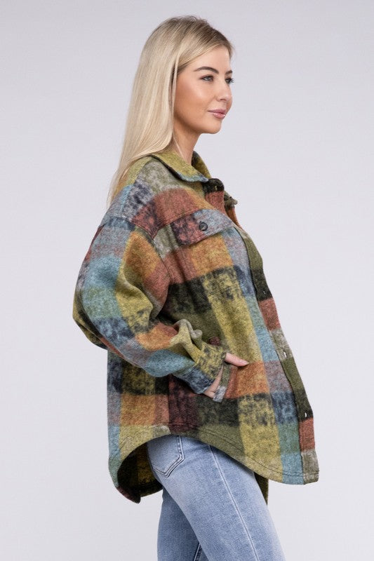 Loose Fit Buttoned Down Check Shirt Jacket by BiBi