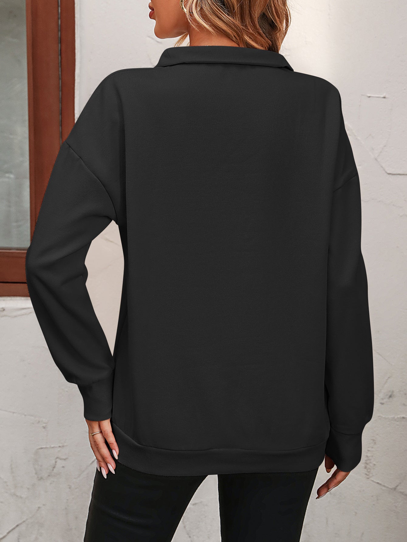 Zip-Up Dropped Shoulder Sweatshirt by Trendsi