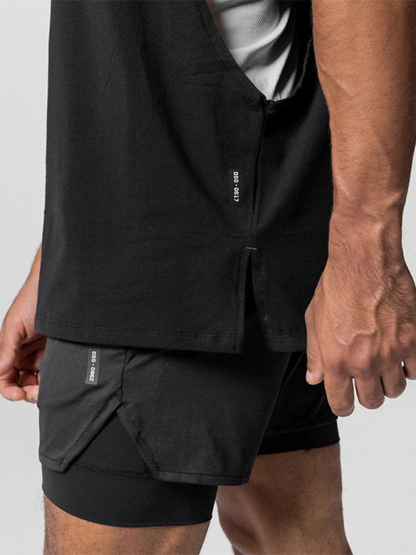 Men's Sports Loose Fit Round Neck Quick Dry Sleeveless by Kakaclo