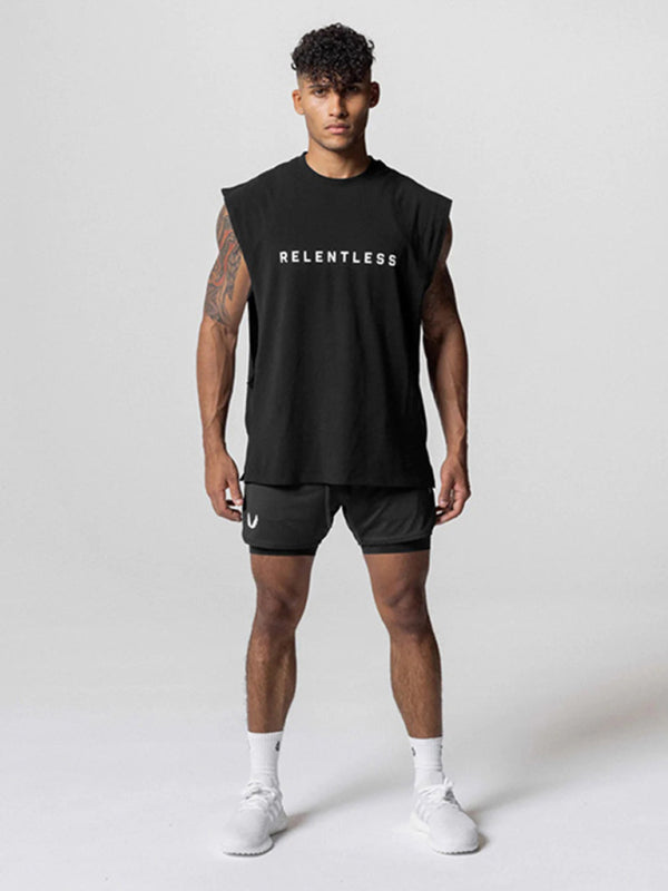 Men's Sports Loose Fit Round Neck Quick Dry Sleeveless by Kakaclo