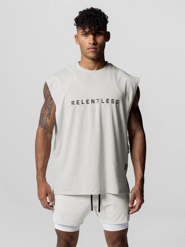 Men's Sports Loose Fit Round Neck Quick Dry Sleeveless by Kakaclo