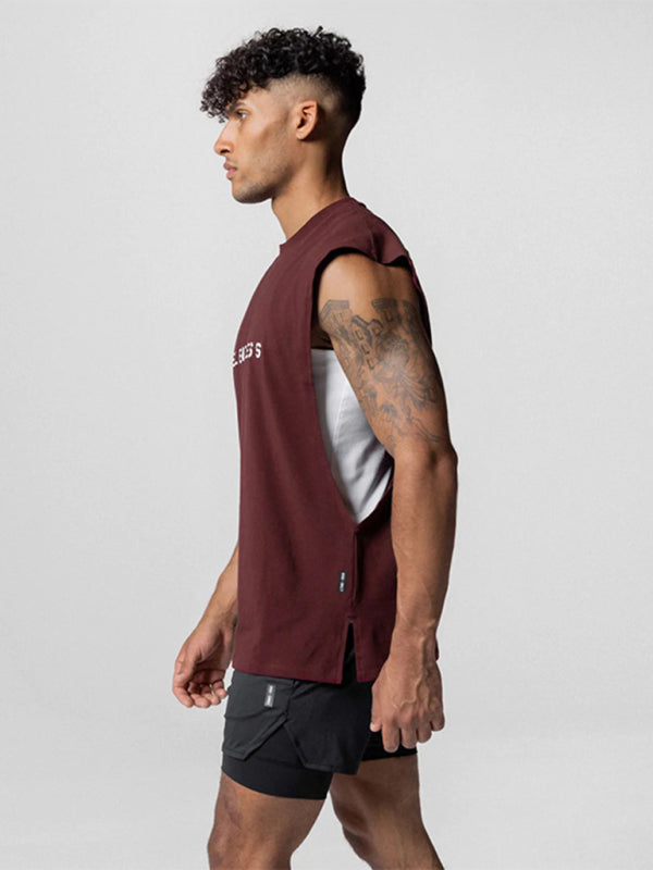 Men's Sports Loose Fit Round Neck Quick Dry Sleeveless by Kakaclo