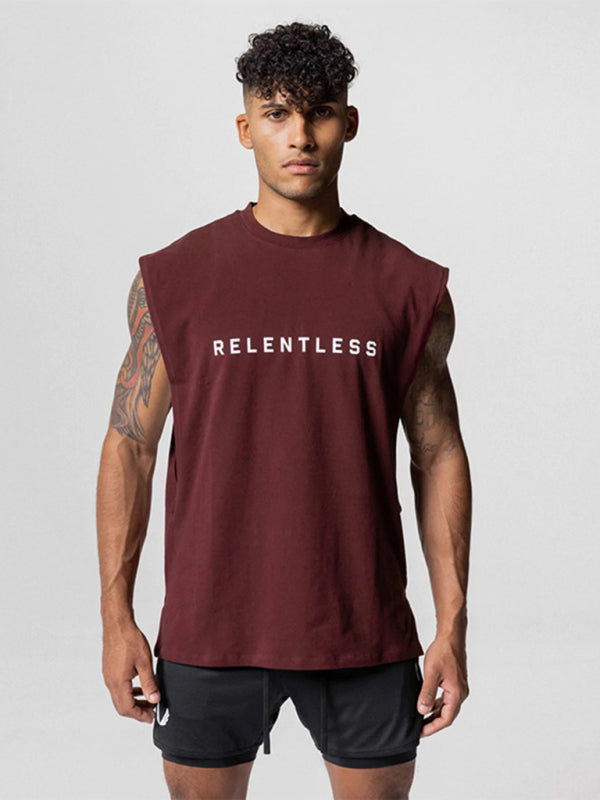 Men's Sports Loose Fit Round Neck Quick Dry Sleeveless by Kakaclo