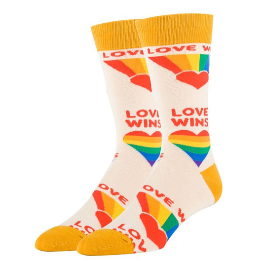 Pride Edition Love Wins - Men's Cotton Crew Funny Socks by Oooh Yeah Socks