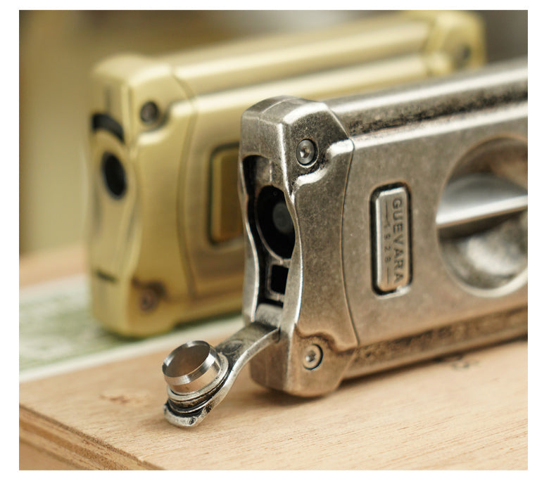 Guevera Cigar Cutter V-Shaped Brass with Puncher Design