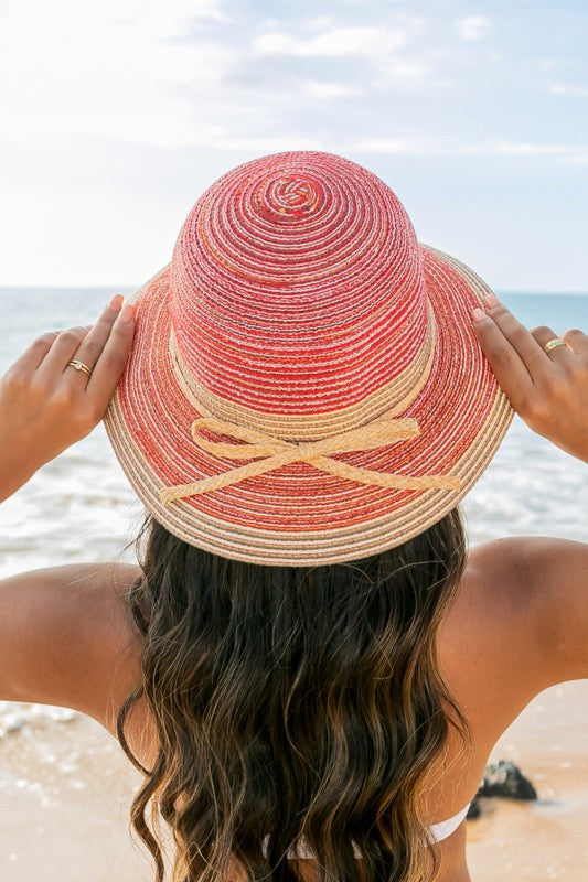 Multi-Stripe Bow Accent Bucket Sunhat by Aili's Corner