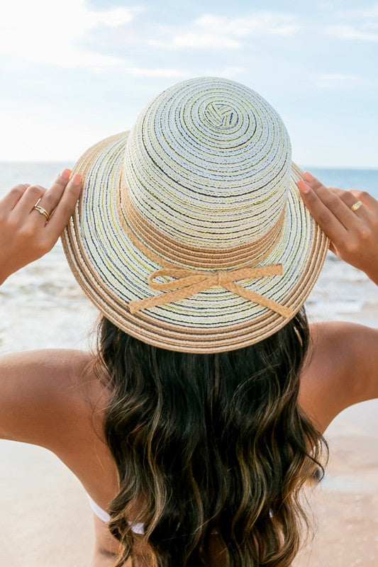 Multi-Stripe Bow Accent Bucket Sunhat by Aili's Corner