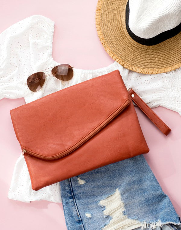 Foldover Envelope Clutch with Removable Wristlet by Aili's Corner