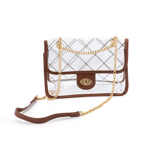 Clear Quilted Purse with Gold Chain Straps