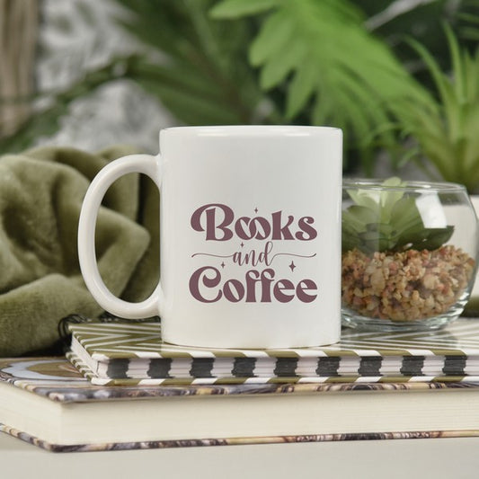 Books And Coffee Ceramic Coffee Mug by City Creek Prints