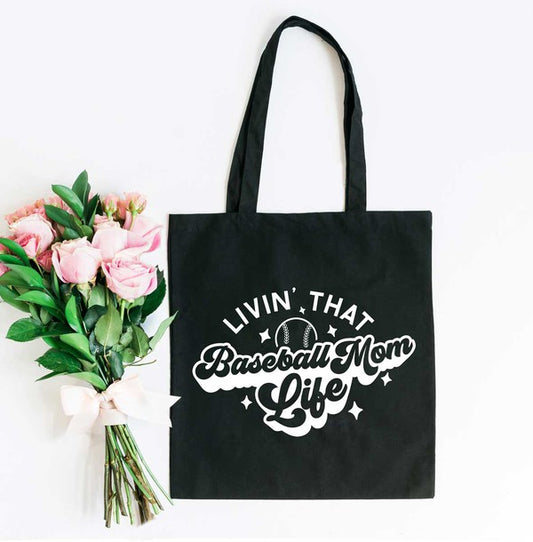 Livin' That Baseball Mom Life Canvas Tote by City Creek Prints