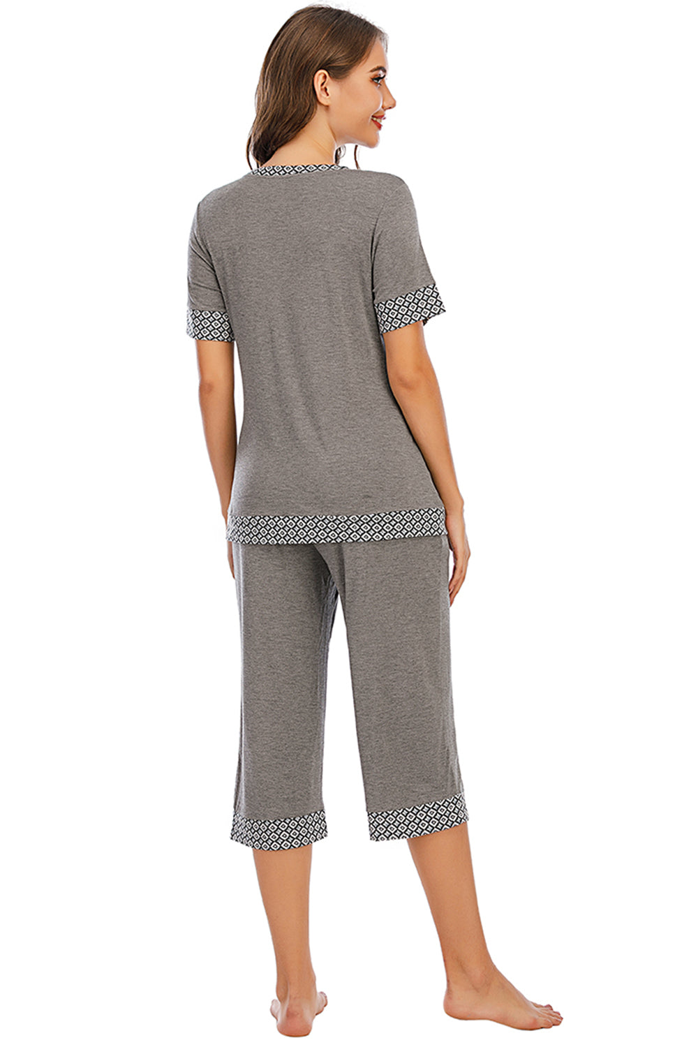 Round Neck Short Sleeve Top and Capris Pants Lounge Set by H#Y