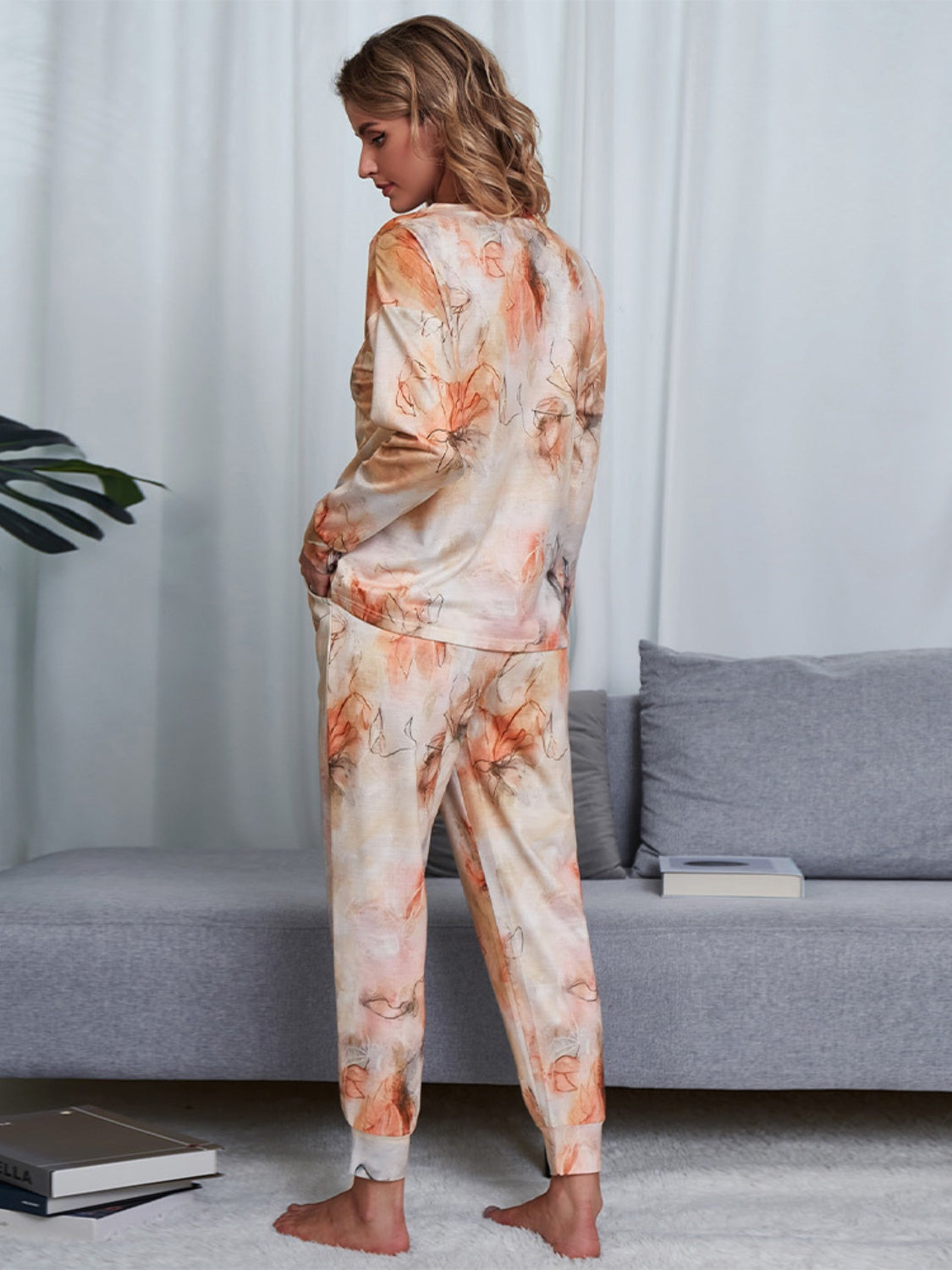 Tie-Dye Round Neck Top and Pants Lounge Set by Romantichut