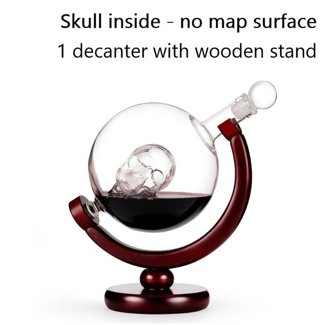 Whiskey Decanter Globe & Wine Aerator Glass Set