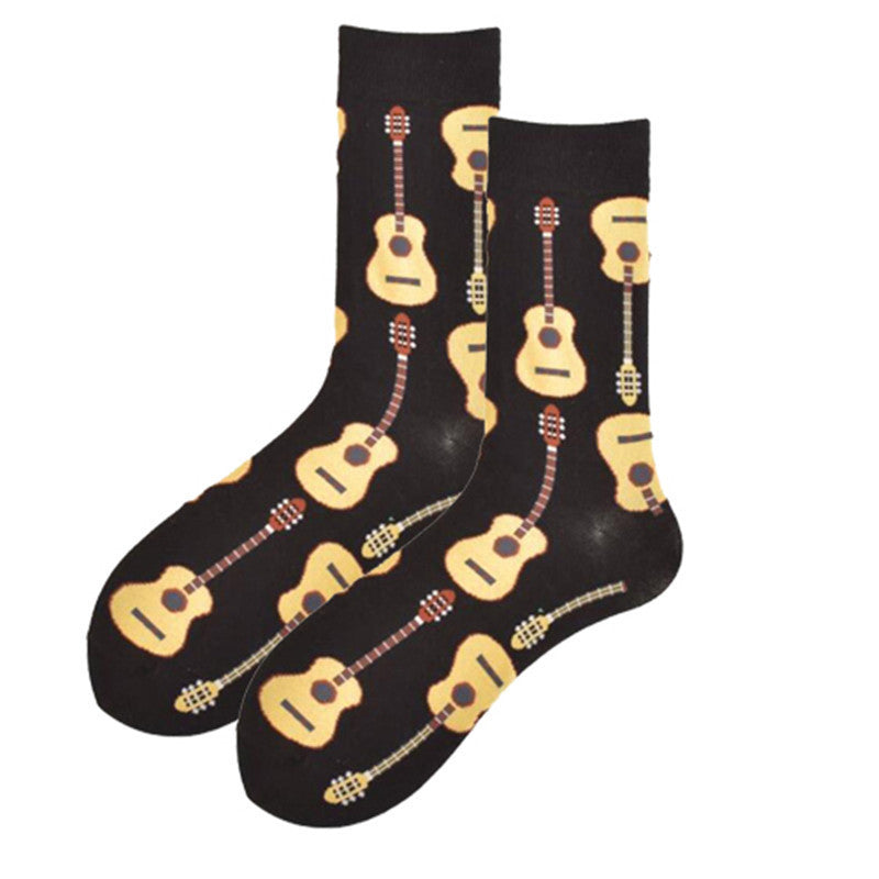 Men's Cartoon Guitar Casual Socks