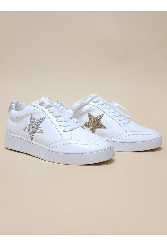 Women's Shoe Kicks Glitter Star White Sneakers