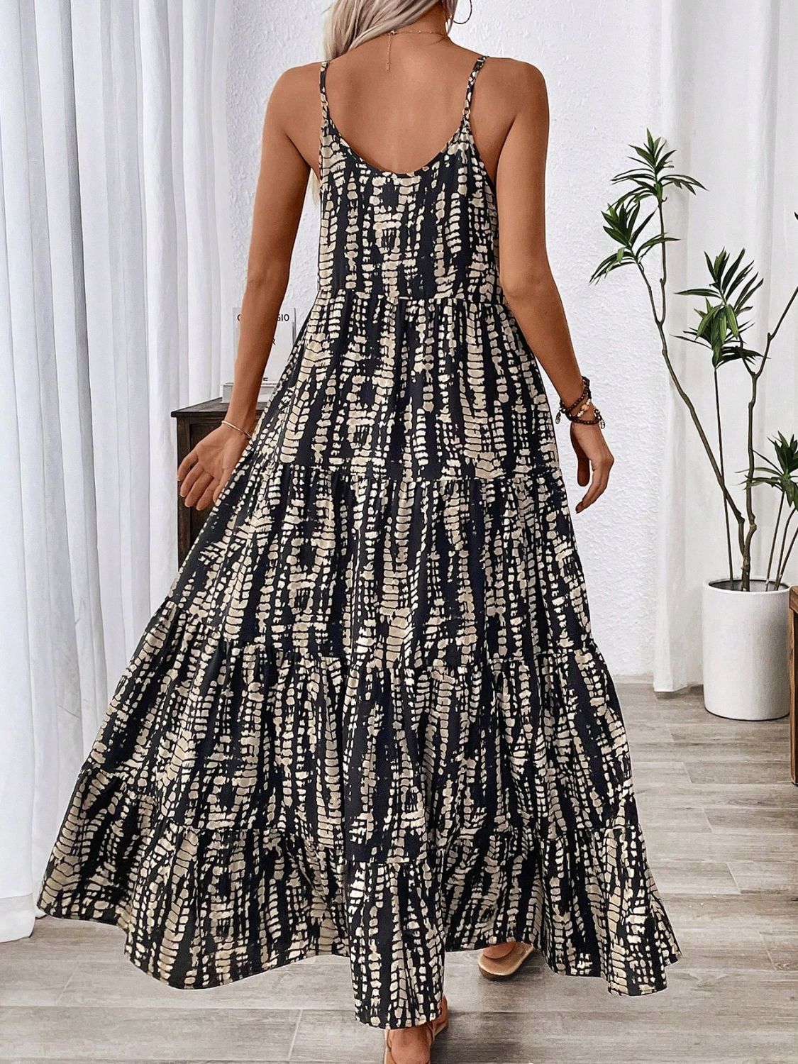 Printed Scoop Neck Maxi Cami Dress by Trendsi