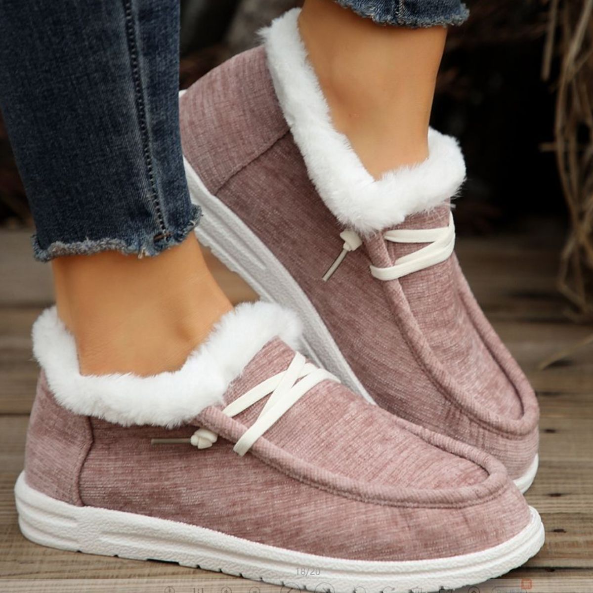 Lace Up Round Toe Furry Sneakers by YMXY