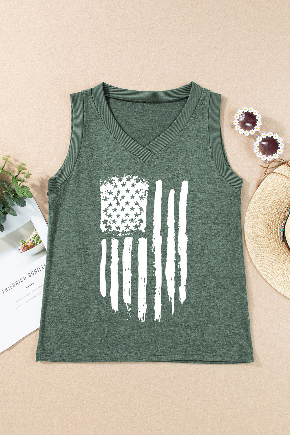 US Flag V-Neck Tank by SYNZ