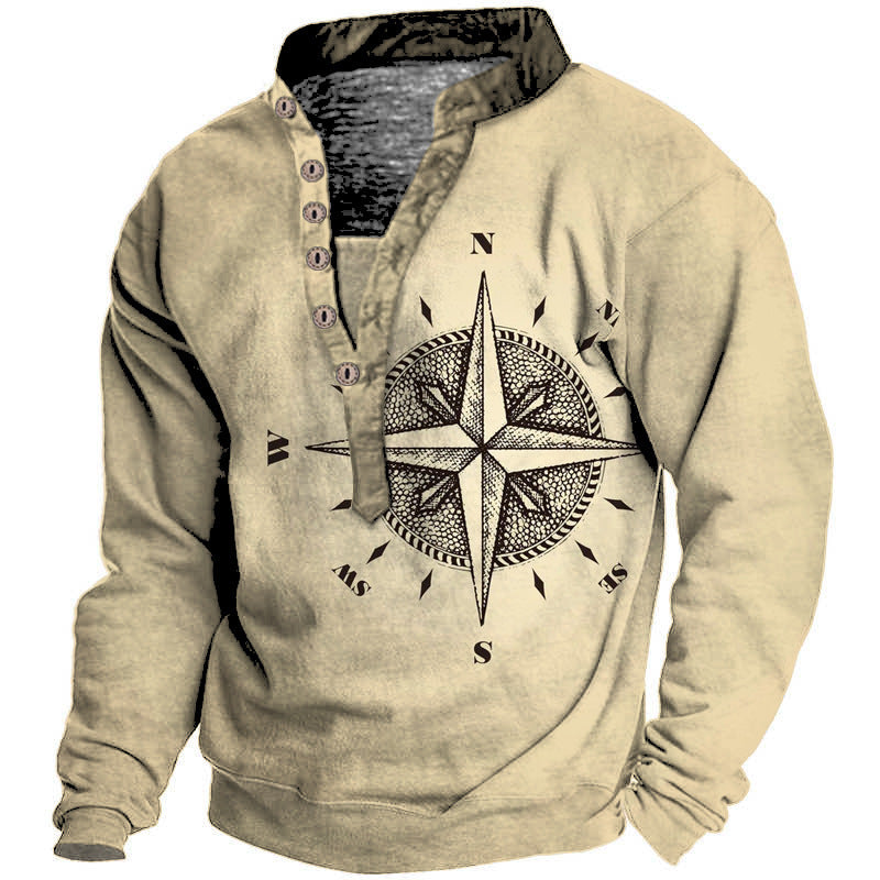 Men's Arrow Compass Printed Long Sleeve T-Shirt