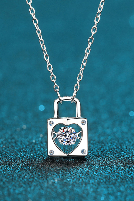 Moissanite Lock Pendant Necklace by Trendsi