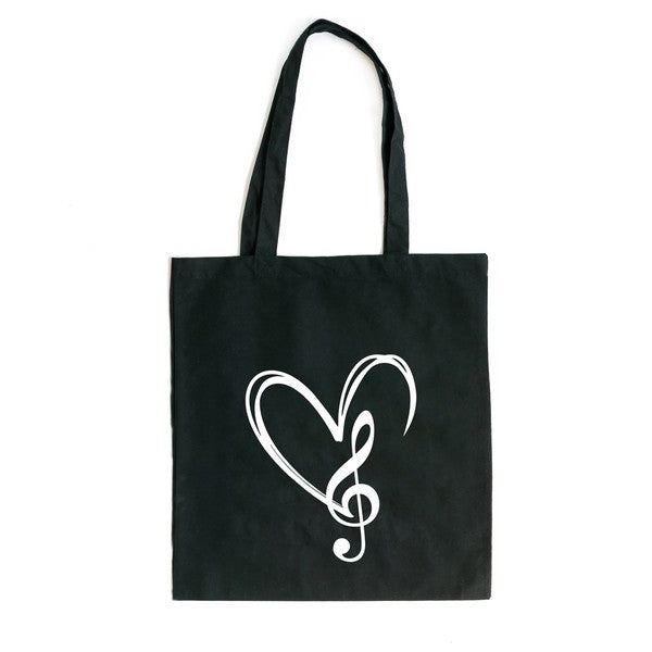 Music Note Heart Canvas Tote Bag by City Creek Prints