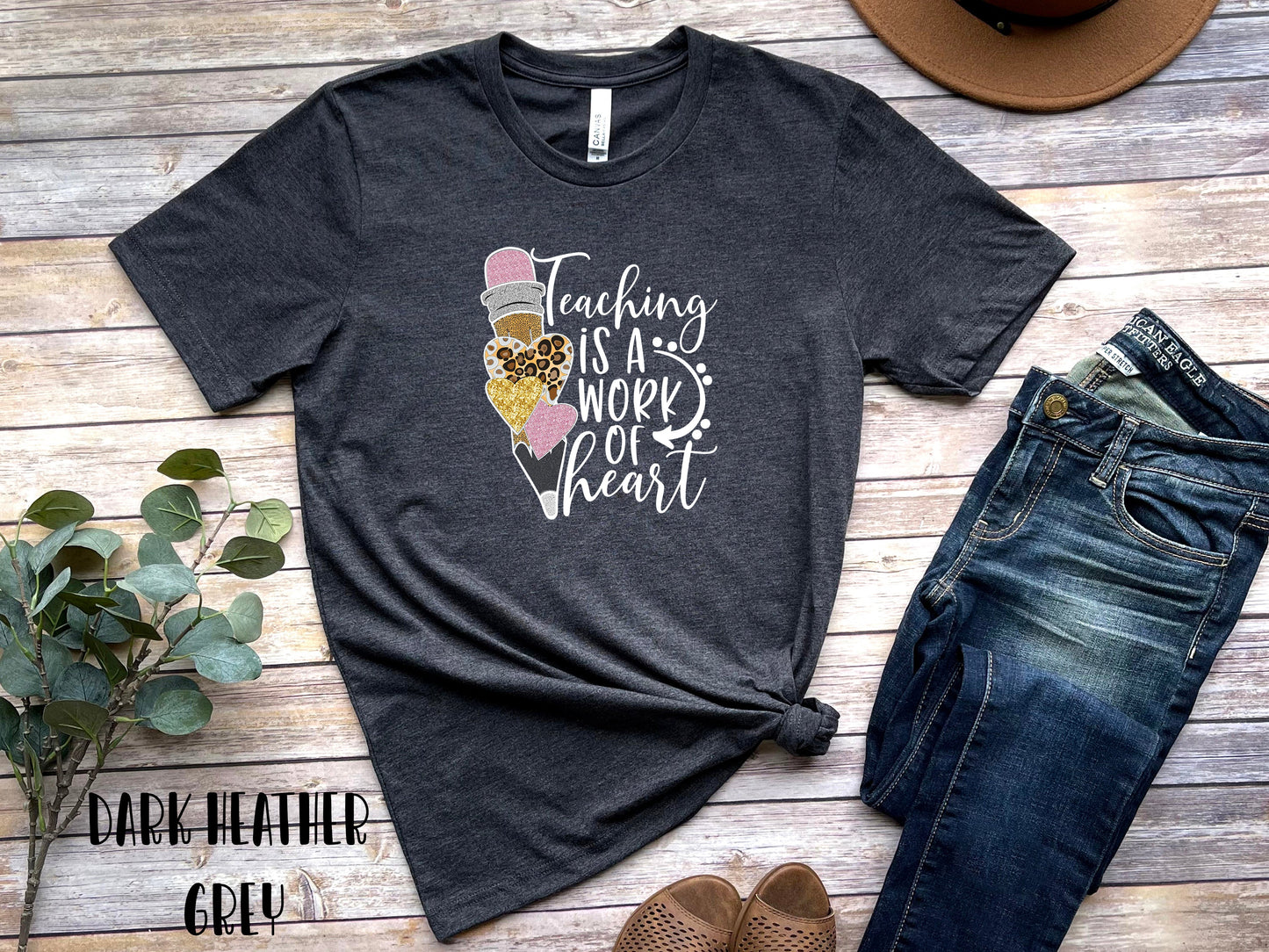 Teaching Is a Work of Heart Women's Graphic Tee Shirt