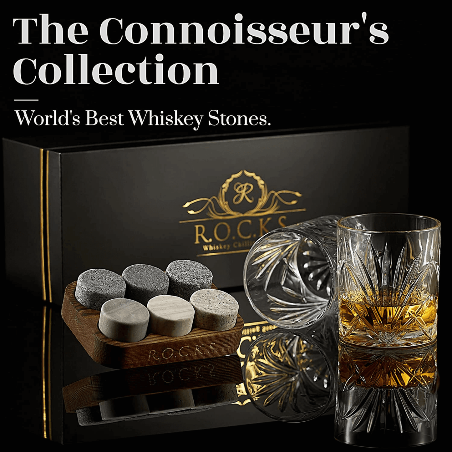 The Connoisseur's Set - Whiskey Stones & Palm Glass Edition- Featured on INSTAGRAM & Fresh Pop Friday from BourbonandJeeps