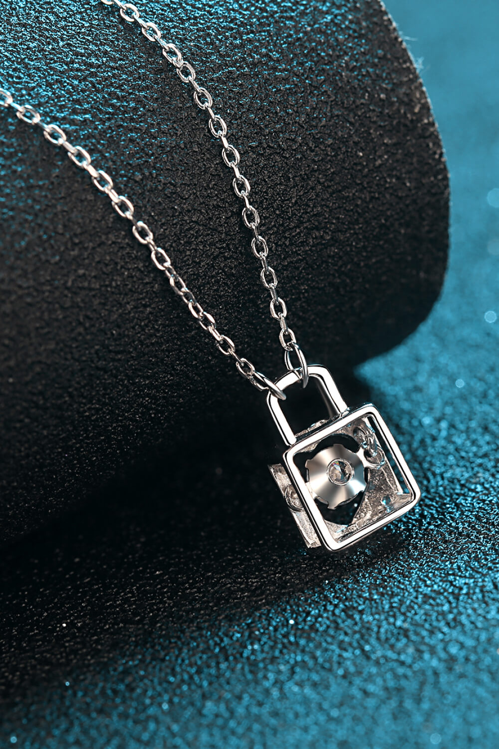 Moissanite Lock Pendant Necklace by Trendsi